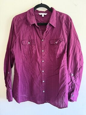 croft & barrow Long Sleeve Button-Up Shirt - plum